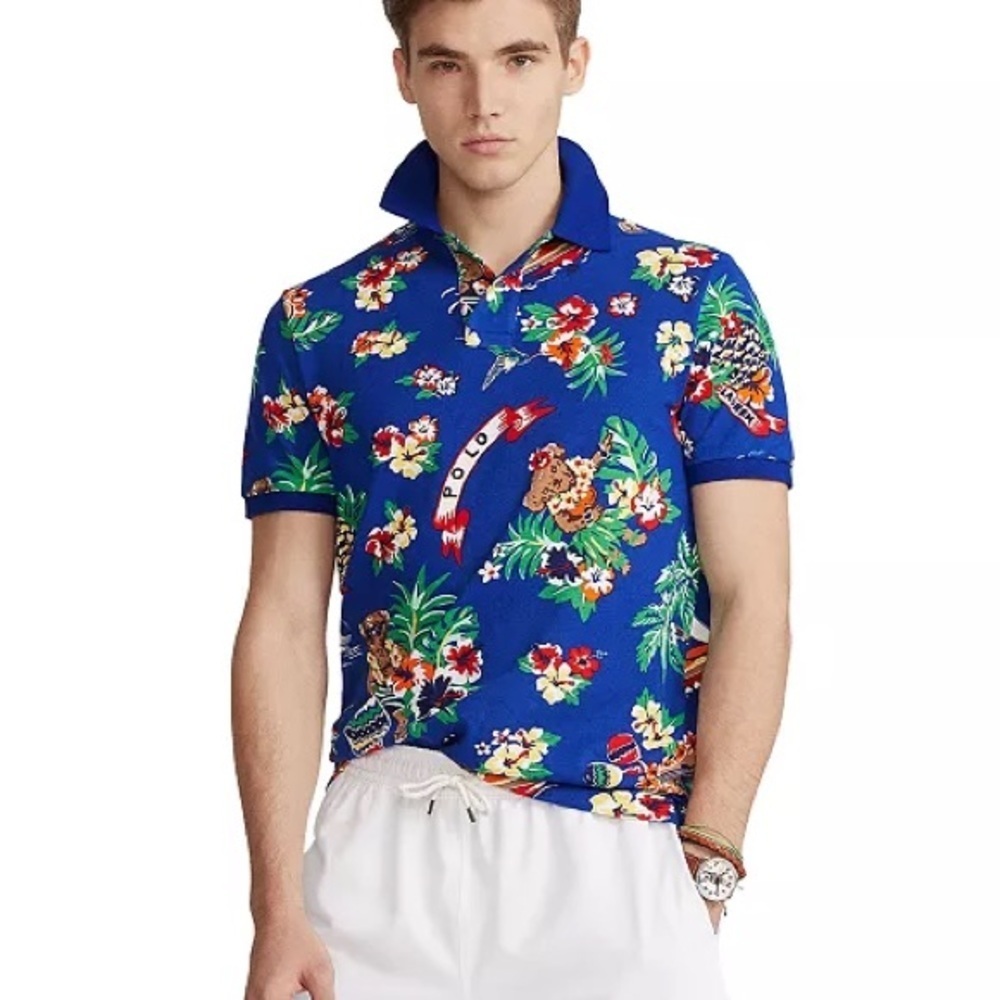 Ralph Lauren Men's Blue Tropical Polo Shirt